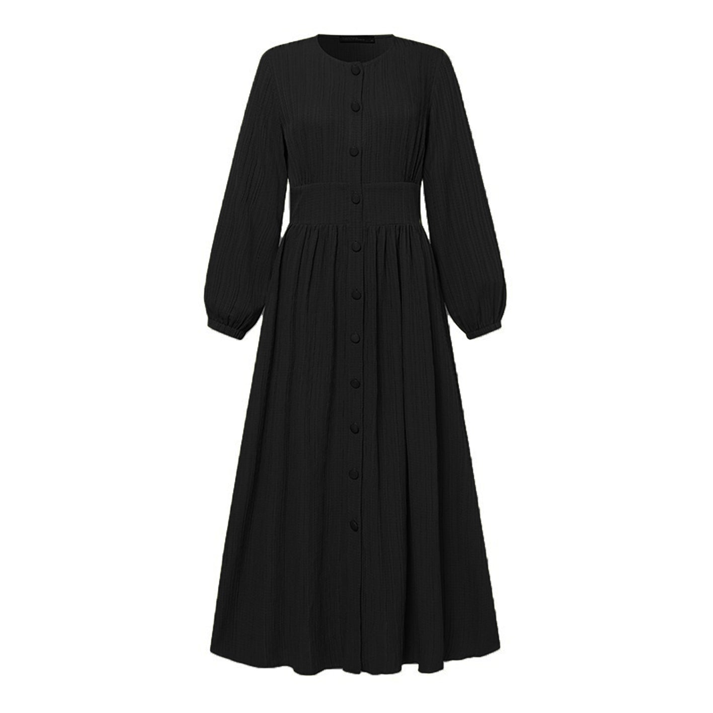 Women's Vintage Long-Sleeve Plain Modest Dress - Mulberries