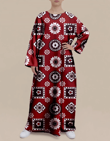 Plus Size Floral Nursing Kaftan in Geometry