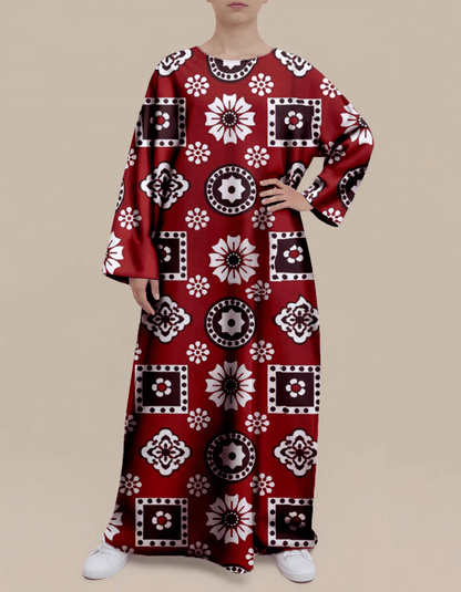 Plus Size Floral Nursing Kaftan in Geometry