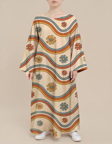 Plus Size Floral Nursing Kaftan in Colorful Waves