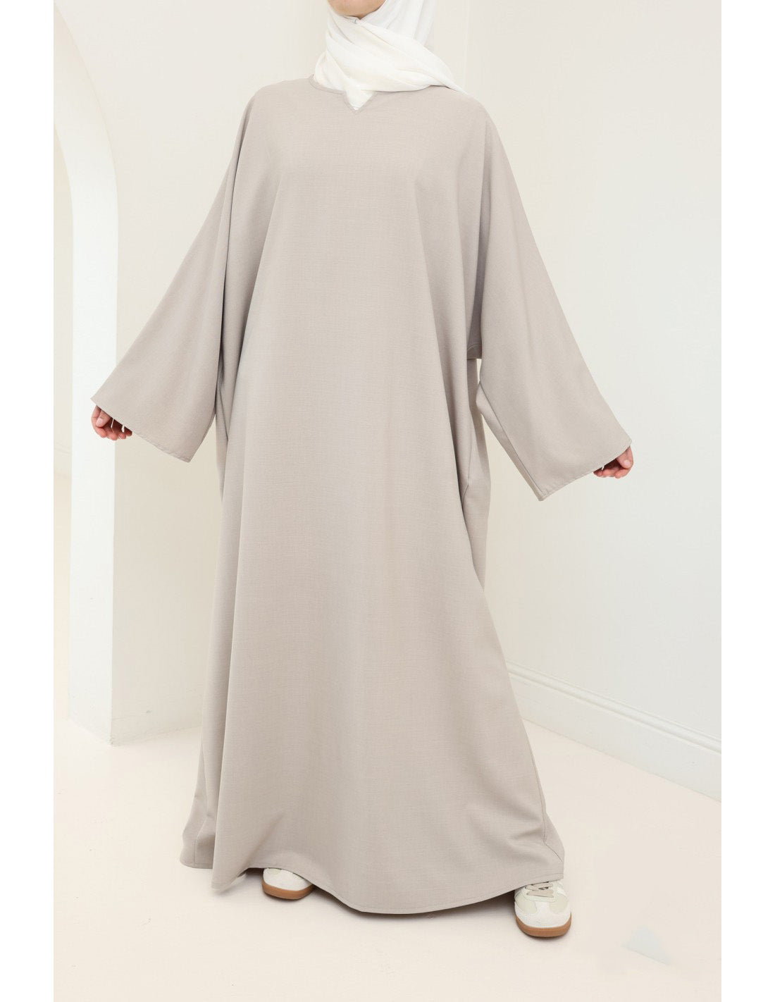 Ladies' Comfortable and Stylish Kaftan with Side Pockets-Greige