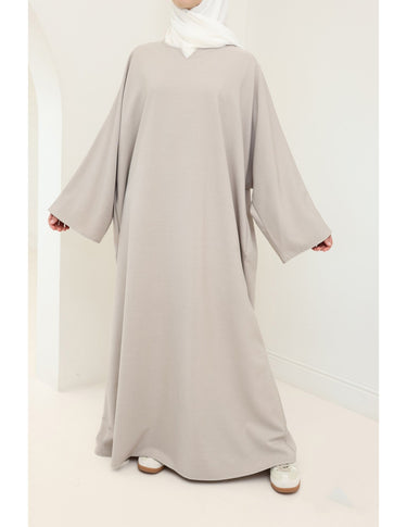 Ladies' Comfortable and Stylish Kaftan with Side Pockets-Greige