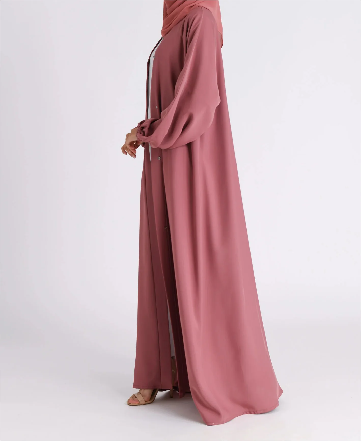 Classic Solid Open Abaya with Shrinking Cuffs