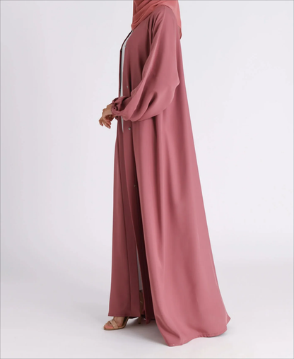 Classic Solid Open Abaya with Shrinking Cuffs