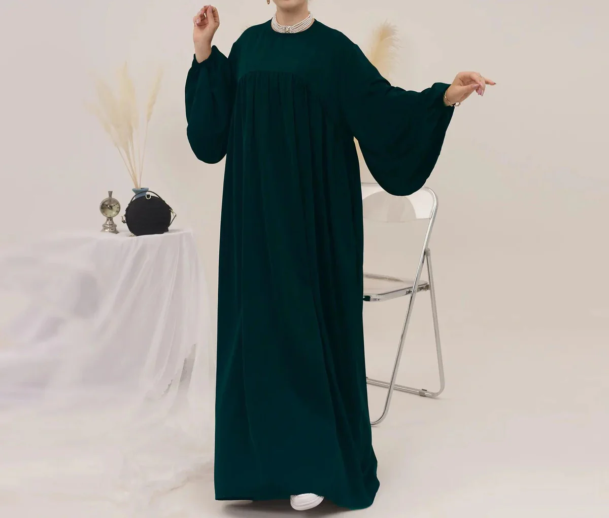Eternal Blossom Satin Abaya Dress