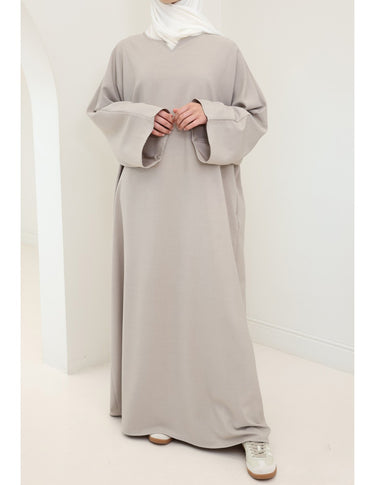 Ladies' Comfortable and Stylish Kaftan with Side Pockets-Greige