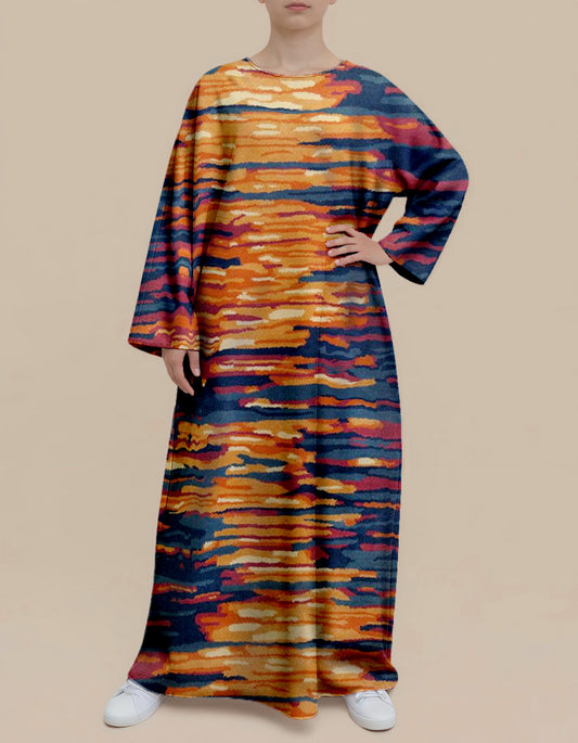Plus Size Floral Nursing Kaftan in Sunset Reflection