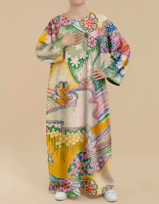 Plus Size Floral Nursing Kaftan in Dreamy Hills