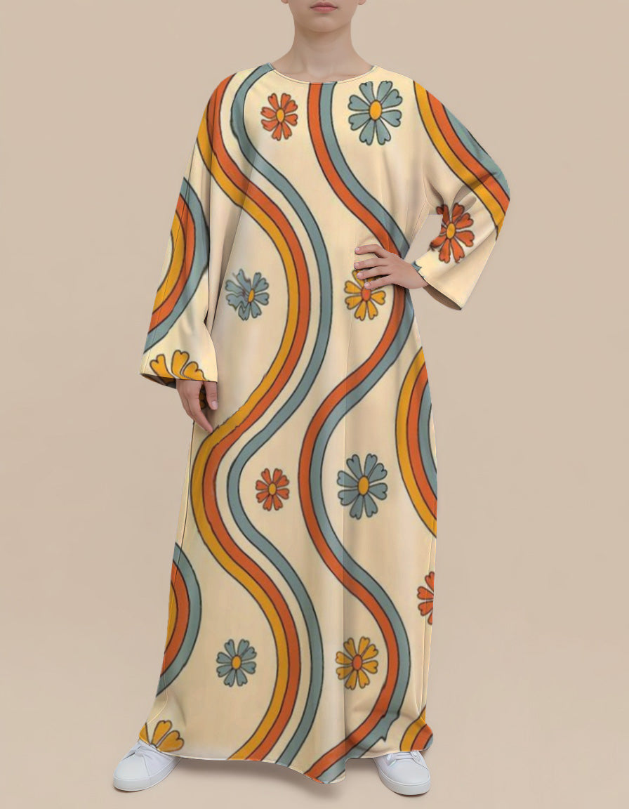 Plus Size Floral Nursing Kaftan in Retro Wave
